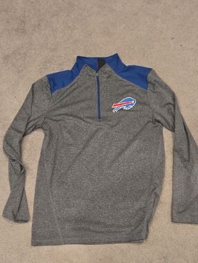 Buffalo Bills, NFL Grey and Royal Blue 1/4 Zip Pullover Unisex
